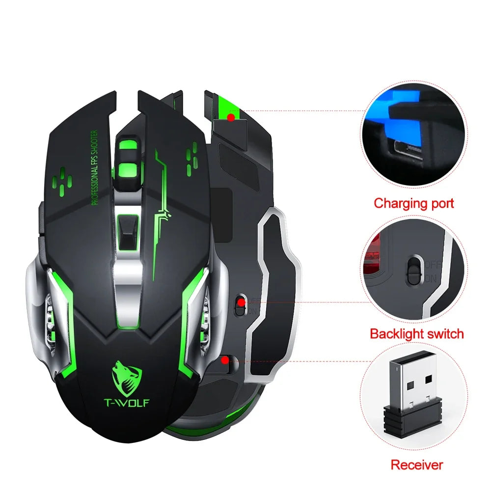 New Wireless Mouse Charging Gaming Mouse Mute Backlit Mouse Mechanical Ergonomic Optical Computer Accessories for Pc Laptop