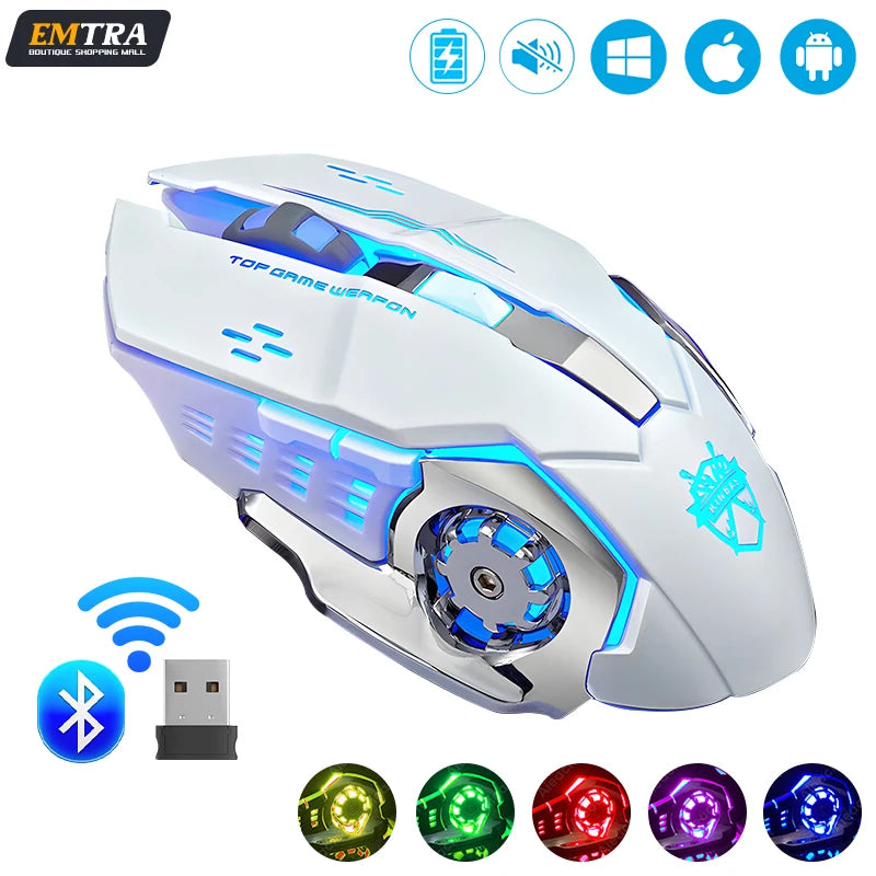 Rechargeable Wireless Mouse Gaming Computer Silent Bluetooth Mouse USB Mechanical E-Sports Backlight PC Gamer Mouse For Computer