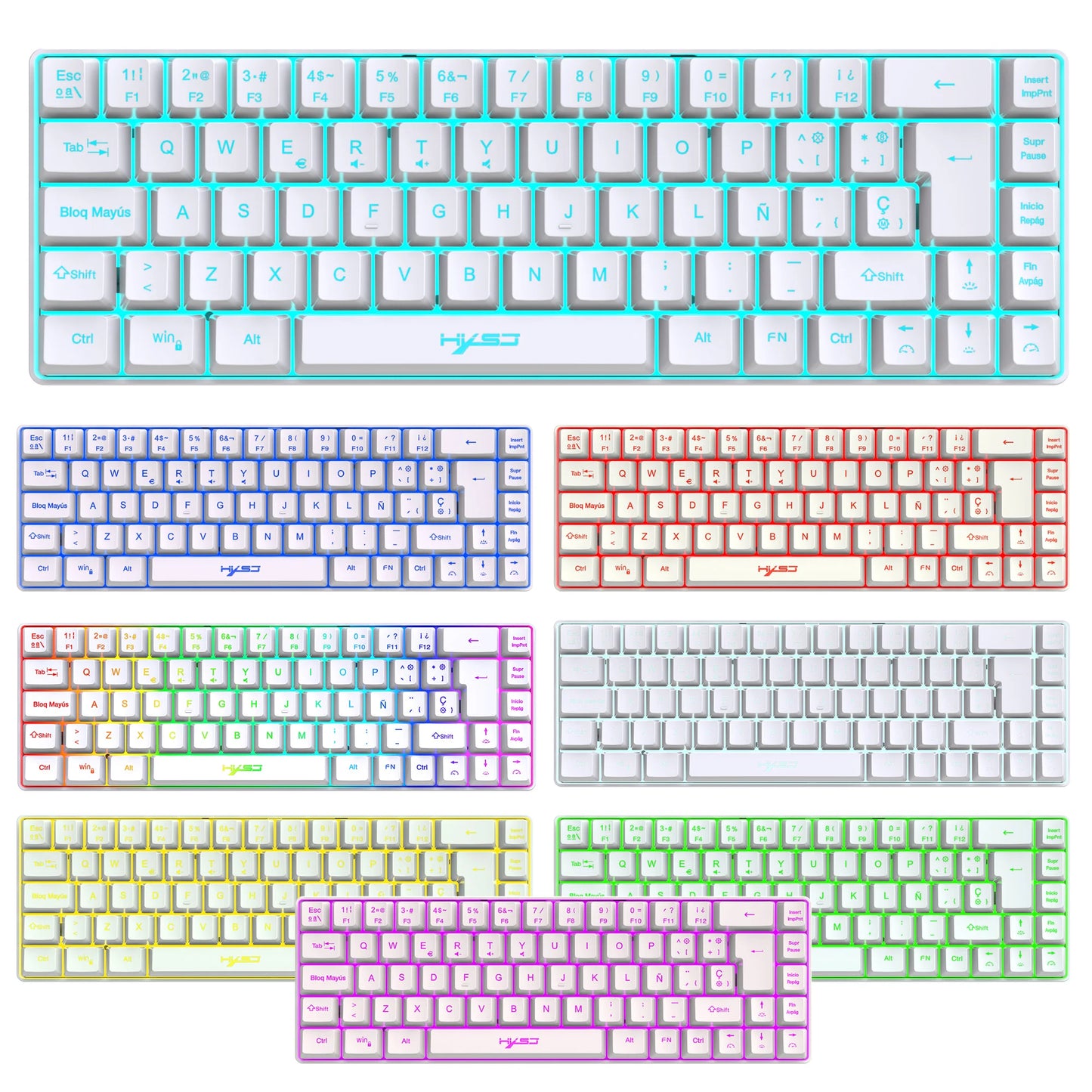 Hot sale!Spanish 69-key RGB backlit wired gaming keyboard, 68% compact design, A must-have gadget for office workers and gamers