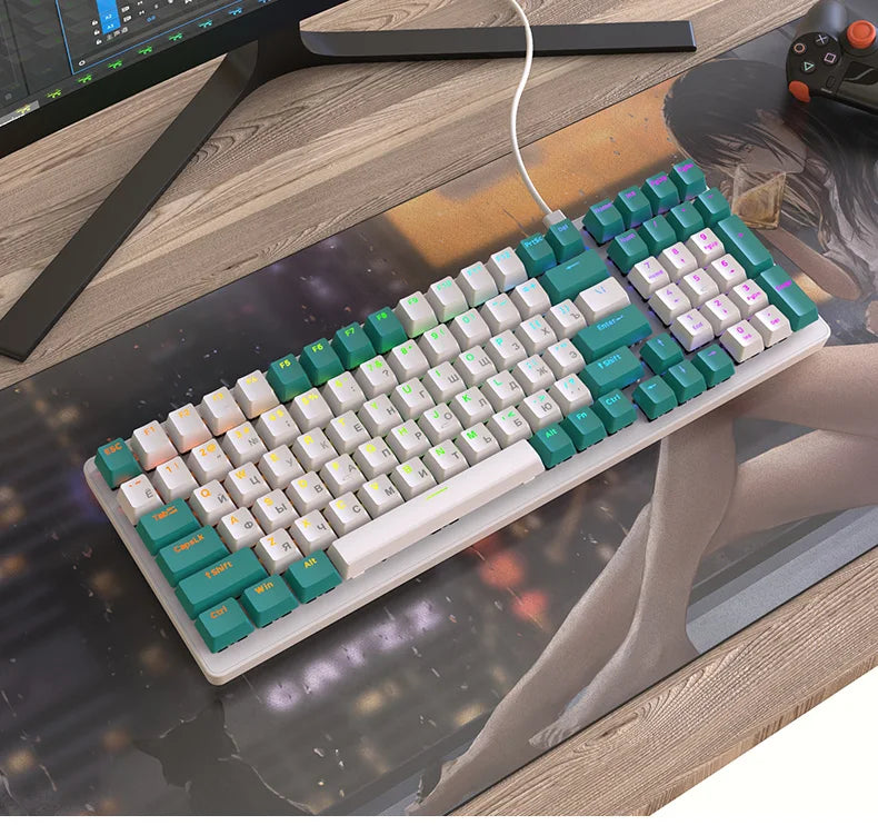 K3 Russian Mechanical Keyboard Red/Blue Switch Type-C RGB 9 Light Model 100 Keys Hot Swap Axis Game Computer Customized Keyboard