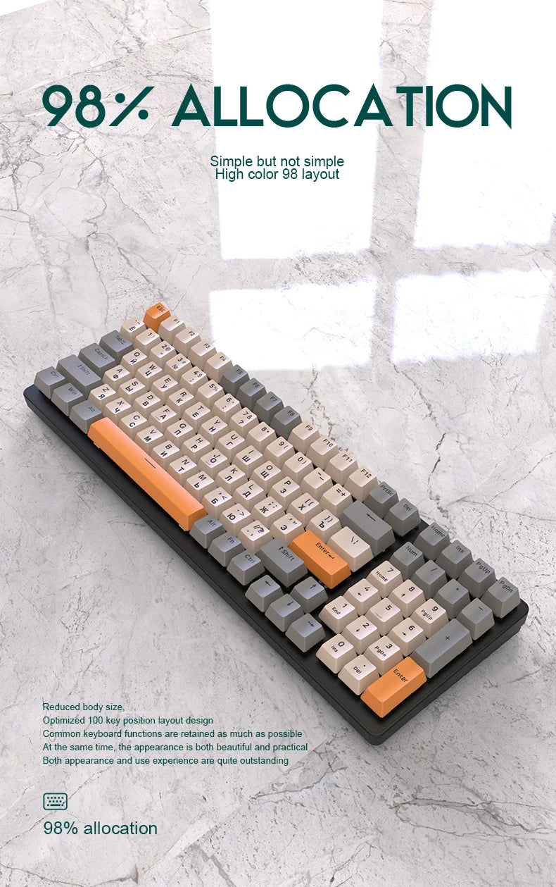 K3 Russian Mechanical Keyboard Red/Blue Switch Type-C RGB 9 Light Model 100 Keys Hot Swap Axis Game Computer Customized Keyboard
