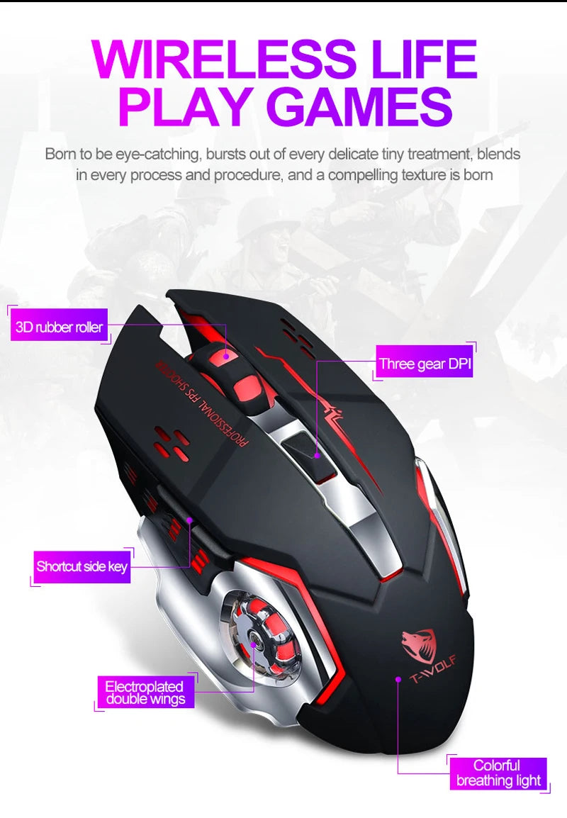 New Wireless Mouse Charging Gaming Mouse Mute Backlit Mouse Mechanical Ergonomic Optical Computer Accessories for Pc Laptop