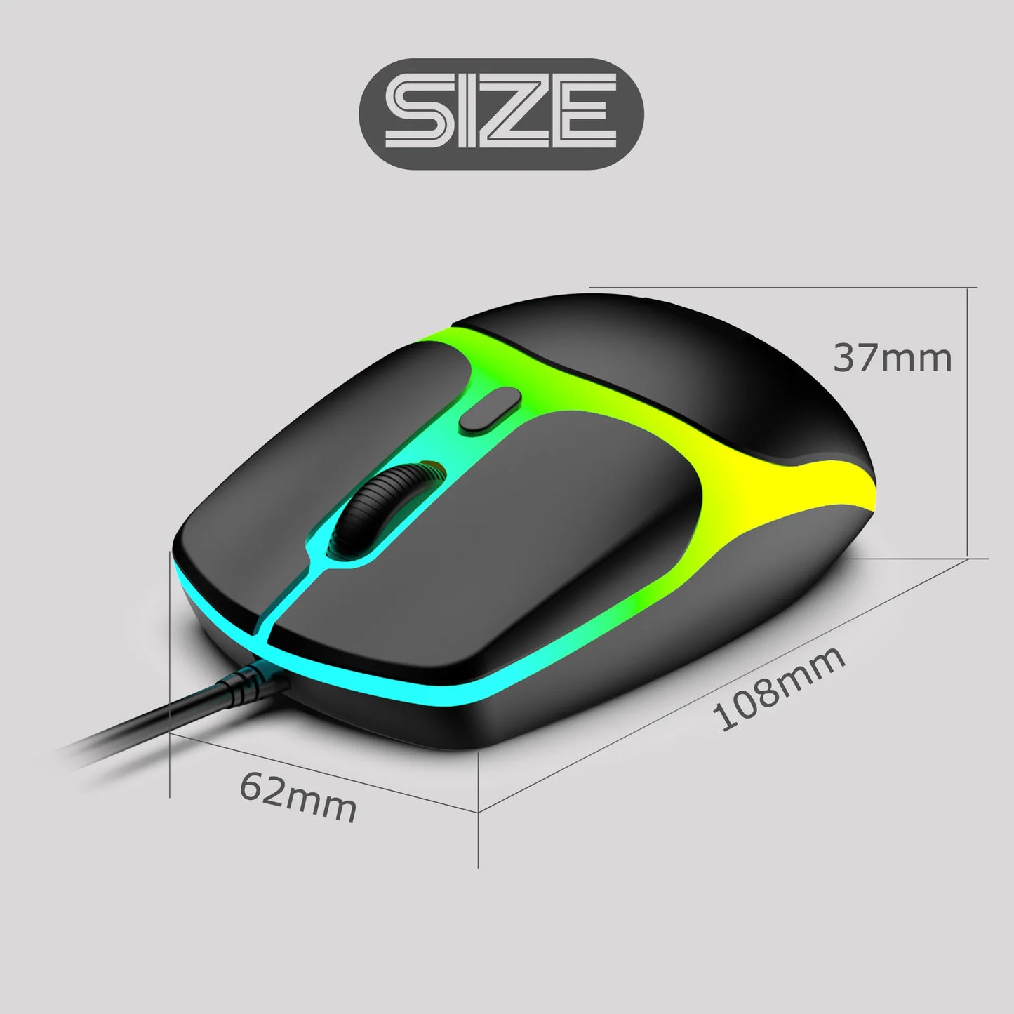 61 Keys RGB Gaming Wired keyboard Mouse Set Colorful Mini Compact Black White Computer Keypad Mice Set for Office PC Gamer