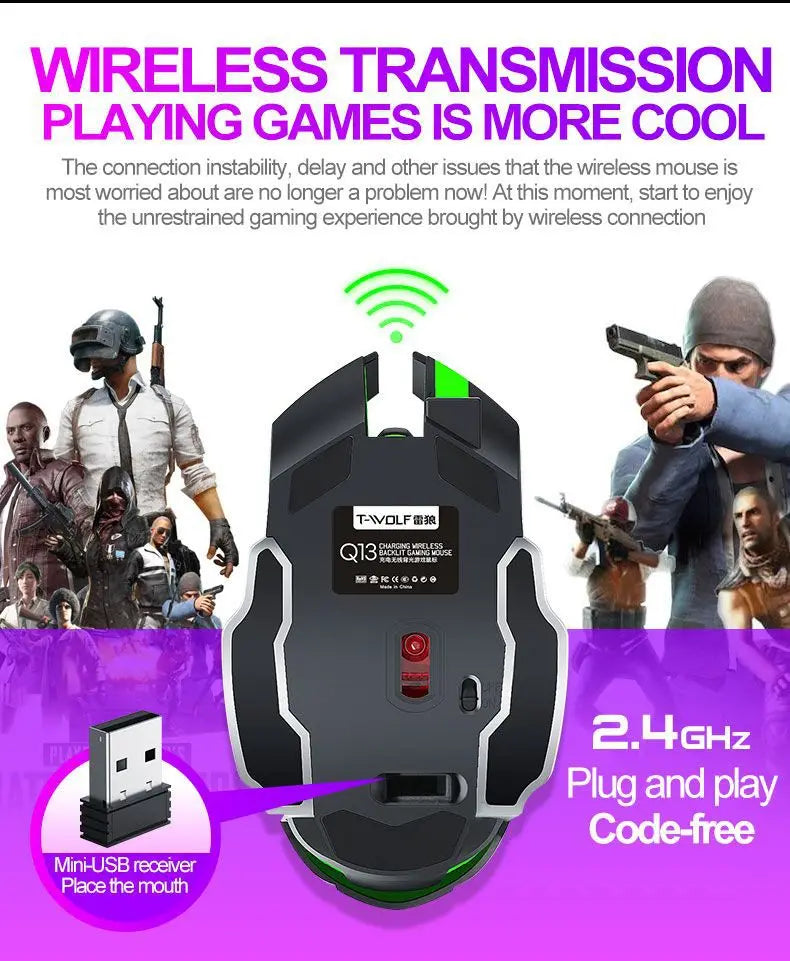 New Wireless Mouse Charging Gaming Mouse Mute Backlit Mouse Mechanical Ergonomic Optical Computer Accessories for Pc Laptop