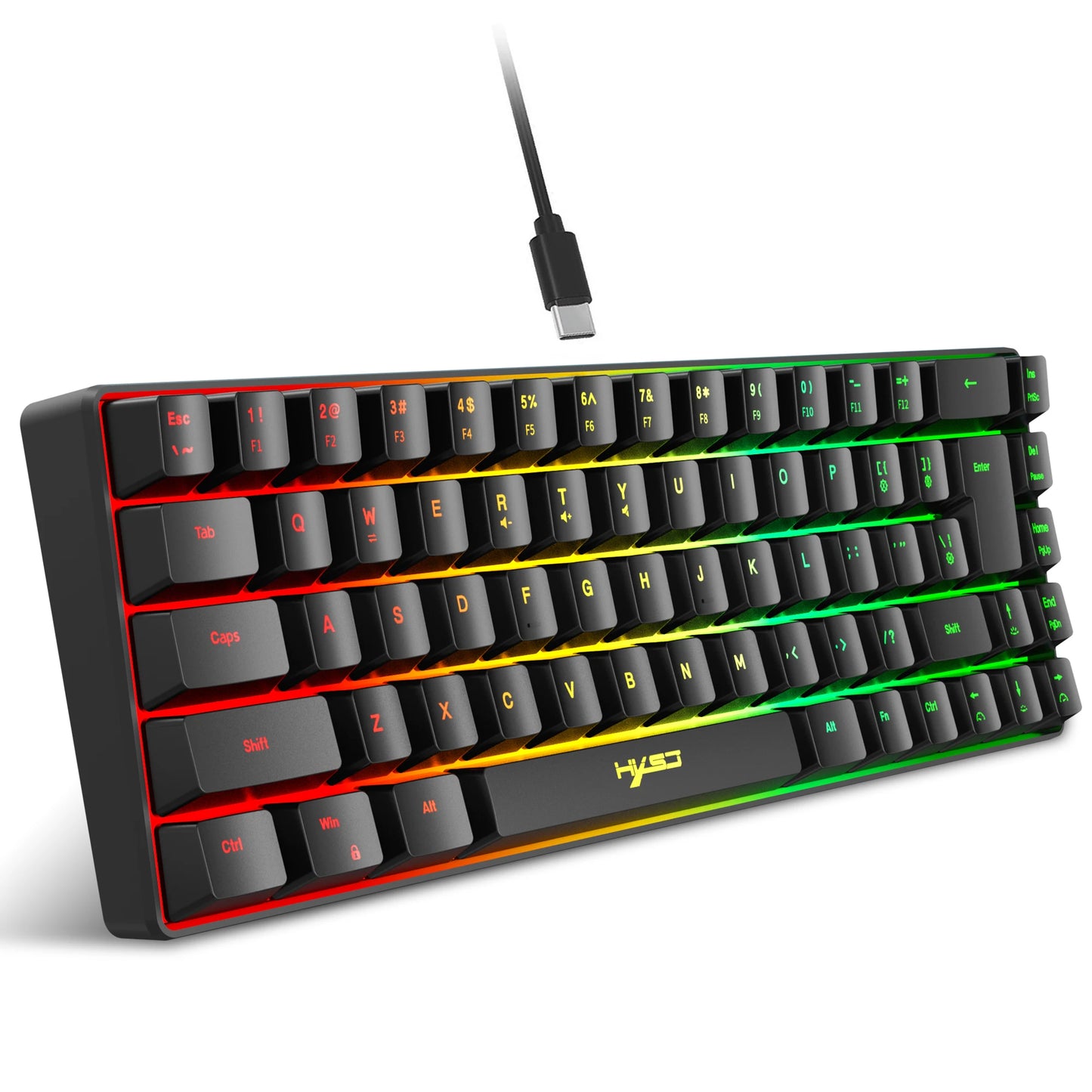 Hot sale!Spanish 69-key RGB backlit wired gaming keyboard, 68% compact design, A must-have gadget for office workers and gamers