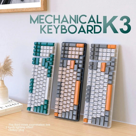 K3 Russian Mechanical Keyboard Red/Blue Switch Type-C RGB 9 Light Model 100 Keys Hot Swap Axis Game Computer Customized Keyboard
