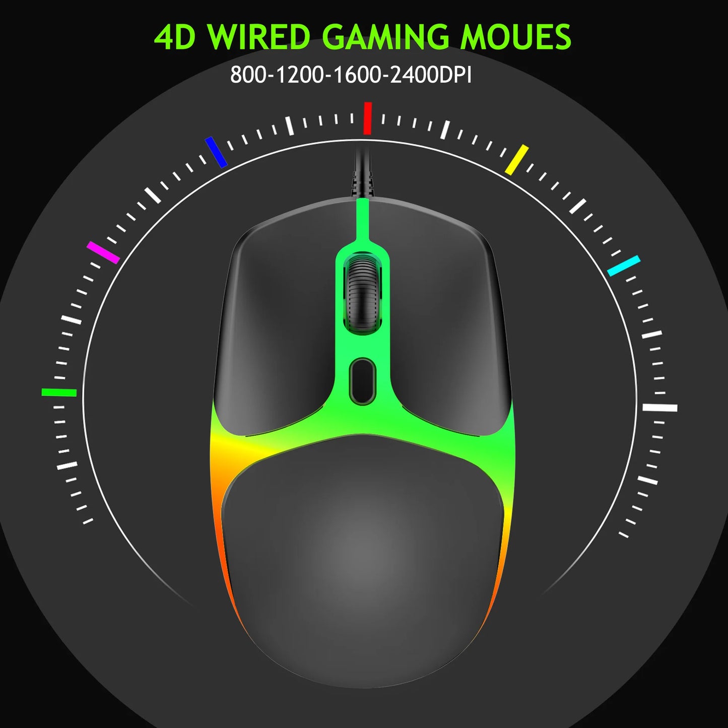 61 Keys RGB Gaming Wired keyboard Mouse Set Colorful Mini Compact Black White Computer Keypad Mice Set for Office PC Gamer