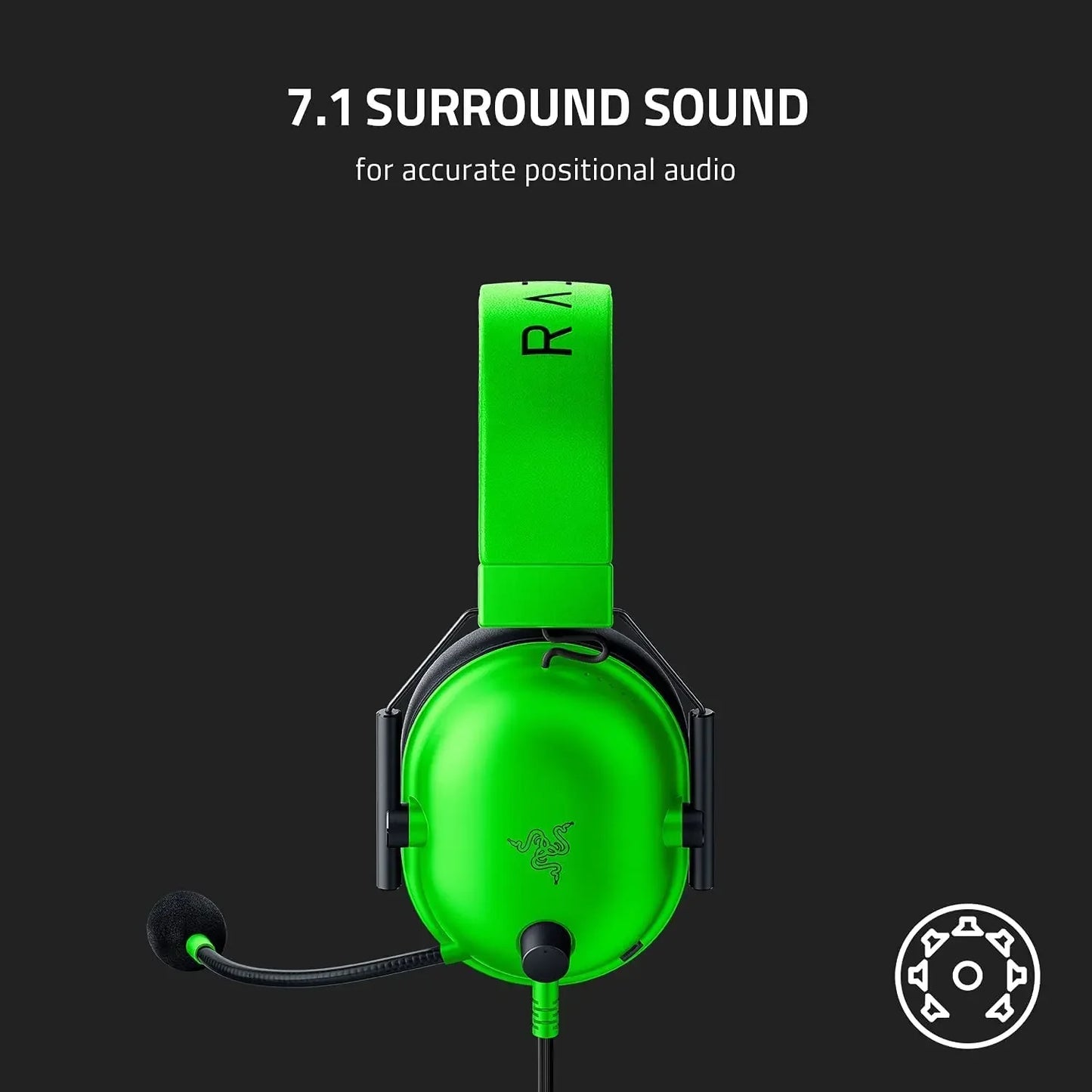 New Razer BlackShark V2 X Wired Esports Headset Advanced Passive Noise Cancellation, 7.1 Surround Sound, Hyperclear Cardioid Mic