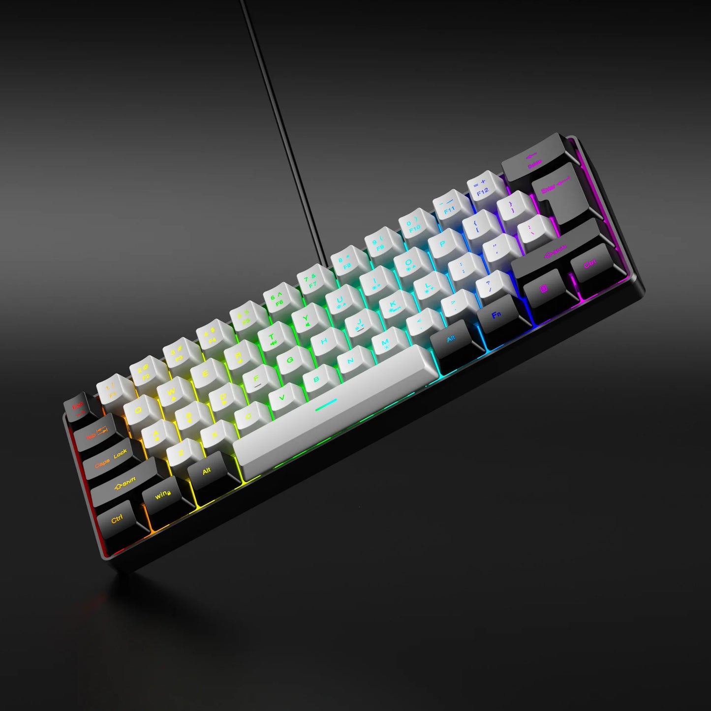 61 Keys RGB Gaming Wired keyboard Mouse Set Colorful Mini Compact Black White Computer Keypad Mice Set for Office PC Gamer