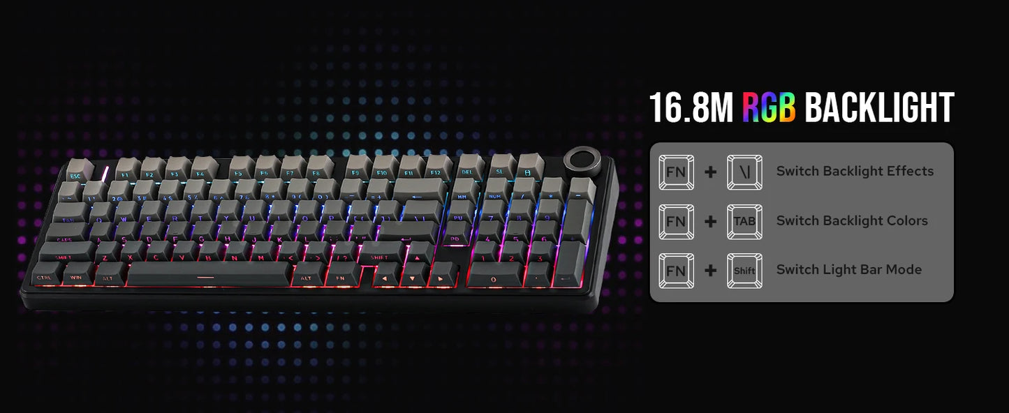 AULA F99 Pro Wireless Mechanical Keyboard RGB Backlit Hot Swappable Custom Keyboard 2.4G/USB-C/BT5.0 Mechanical Gaming Keyboards