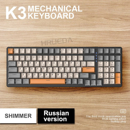 K3 Russian Mechanical Keyboard Red/Blue Switch Type-C RGB 9 Light Model 100 Keys Hot Swap Axis Game Computer Customized Keyboard