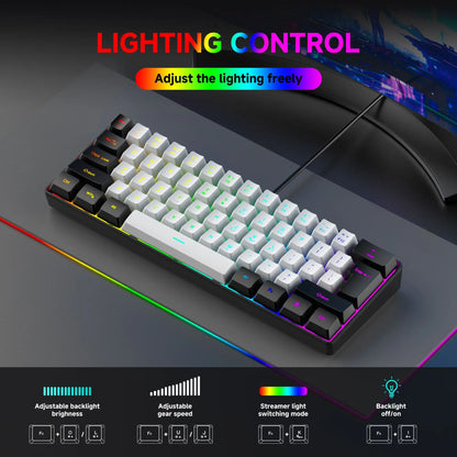 61 Keys RGB Gaming Wired keyboard Mouse Set Colorful Mini Compact Black White Computer Keypad Mice Set for Office PC Gamer