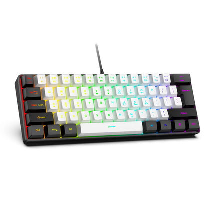 61 Keys RGB Gaming Wired keyboard Mouse Set Colorful Mini Compact Black White Computer Keypad Mice Set for Office PC Gamer