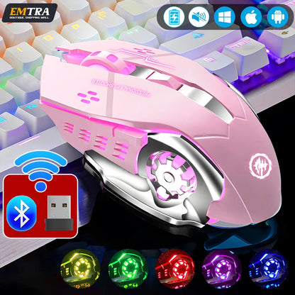 Rechargeable Wireless Mouse Gaming Computer Silent Bluetooth Mouse USB Mechanical E-Sports Backlight PC Gamer Mouse For Computer