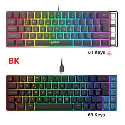 Hot sale!Spanish 69-key RGB backlit wired gaming keyboard, 68% compact design, A must-have gadget for office workers and gamers