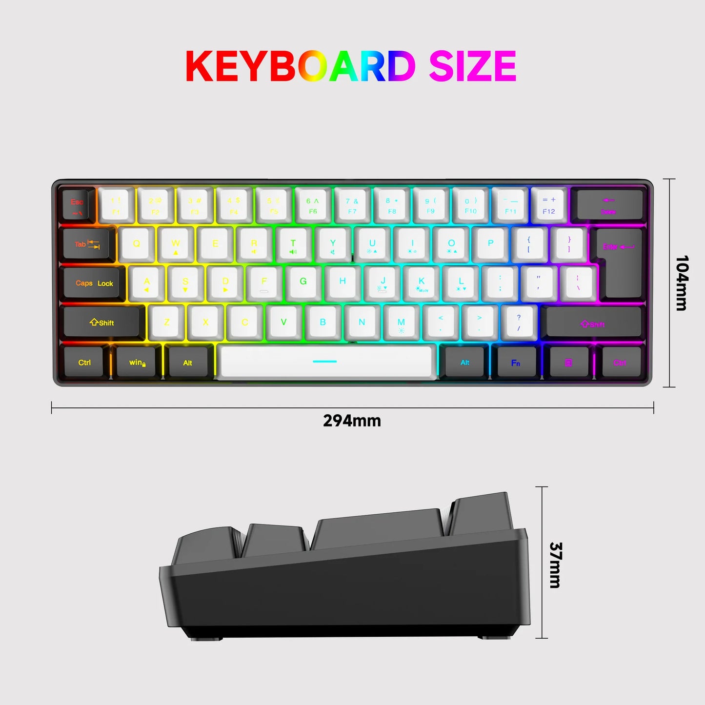 61 Keys RGB Gaming Wired keyboard Mouse Set Colorful Mini Compact Black White Computer Keypad Mice Set for Office PC Gamer
