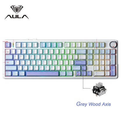 AULA F99 Pro Wireless Mechanical Keyboard RGB Backlit Hot Swappable Custom Keyboard 2.4G/USB-C/BT5.0 Mechanical Gaming Keyboards