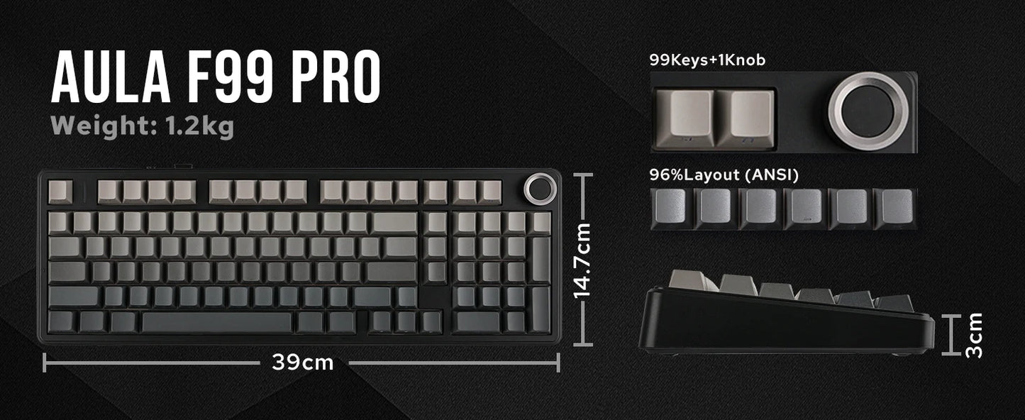 AULA F99 Pro Wireless Mechanical Keyboard RGB Backlit Hot Swappable Custom Keyboard 2.4G/USB-C/BT5.0 Mechanical Gaming Keyboards
