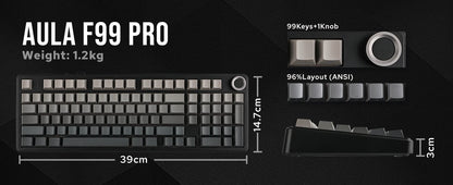 AULA F99 Pro Wireless Mechanical Keyboard RGB Backlit Hot Swappable Custom Keyboard 2.4G/USB-C/BT5.0 Mechanical Gaming Keyboards