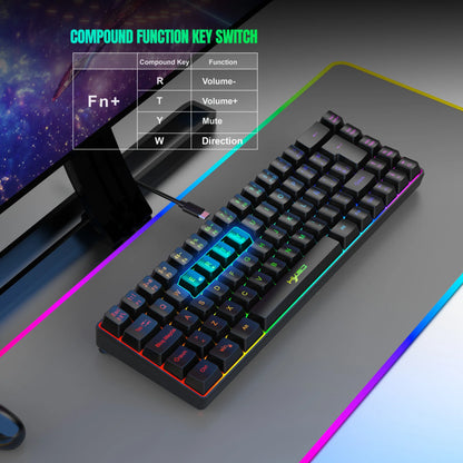 Hot sale!Spanish 69-key RGB backlit wired gaming keyboard, 68% compact design, A must-have gadget for office workers and gamers