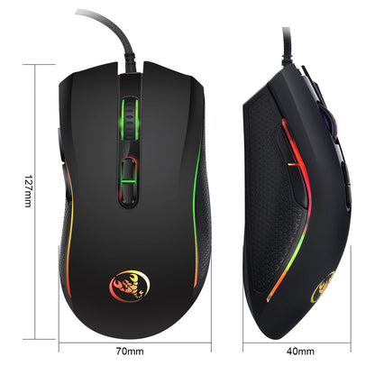 Popular choice HXSJ A869 optical ergonomic RGB ABS 4-level resolution adjustment wired gaming mouse for laptop and PC