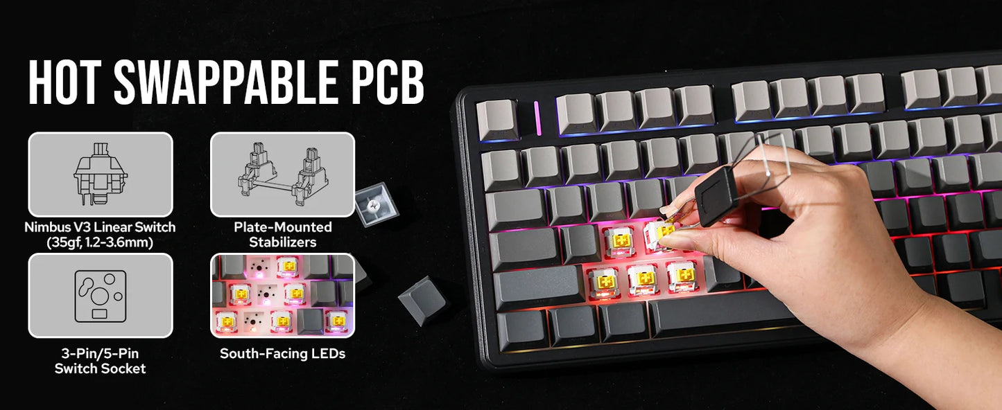 AULA F99 Pro Wireless Mechanical Keyboard RGB Backlit Hot Swappable Custom Keyboard 2.4G/USB-C/BT5.0 Mechanical Gaming Keyboards