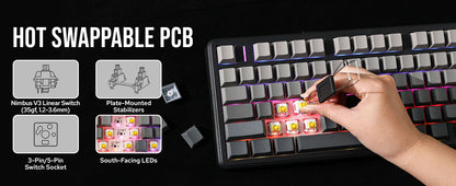 AULA F99 Pro Wireless Mechanical Keyboard RGB Backlit Hot Swappable Custom Keyboard 2.4G/USB-C/BT5.0 Mechanical Gaming Keyboards