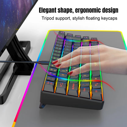 Hot sale!Spanish 69-key RGB backlit wired gaming keyboard, 68% compact design, A must-have gadget for office workers and gamers