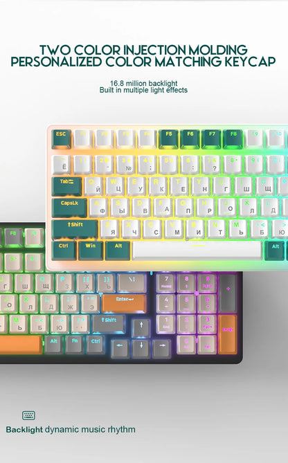 K3 Russian Mechanical Keyboard Red/Blue Switch Type-C RGB 9 Light Model 100 Keys Hot Swap Axis Game Computer Customized Keyboard