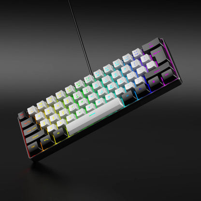 61 Keys RGB Gaming Wired keyboard Mouse Set Colorful Mini Compact Black White Computer Keypad Mice Set for Office PC Gamer