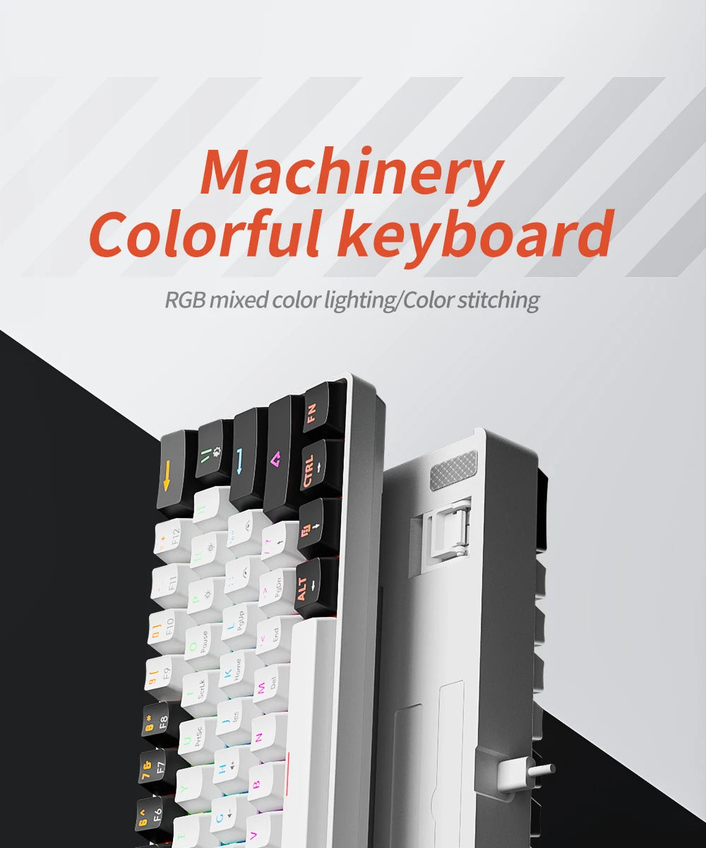 MUCAI MK61 RGB Backlit Gaming Mechanical Keyboard 61-Key Red Switch Wired Detachable Cable USB Interface Hot Swappable