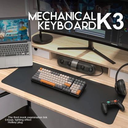 K3 Russian Mechanical Keyboard Red/Blue Switch Type-C RGB 9 Light Model 100 Keys Hot Swap Axis Game Computer Customized Keyboard