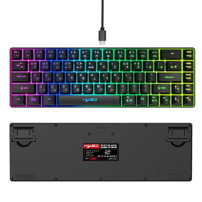 Hot sale HXSJ V200 65% Korean gaming Keyboard, 68-Key RGB Backlit Wired office membrane Keyboard for Desktop PC and Laptops