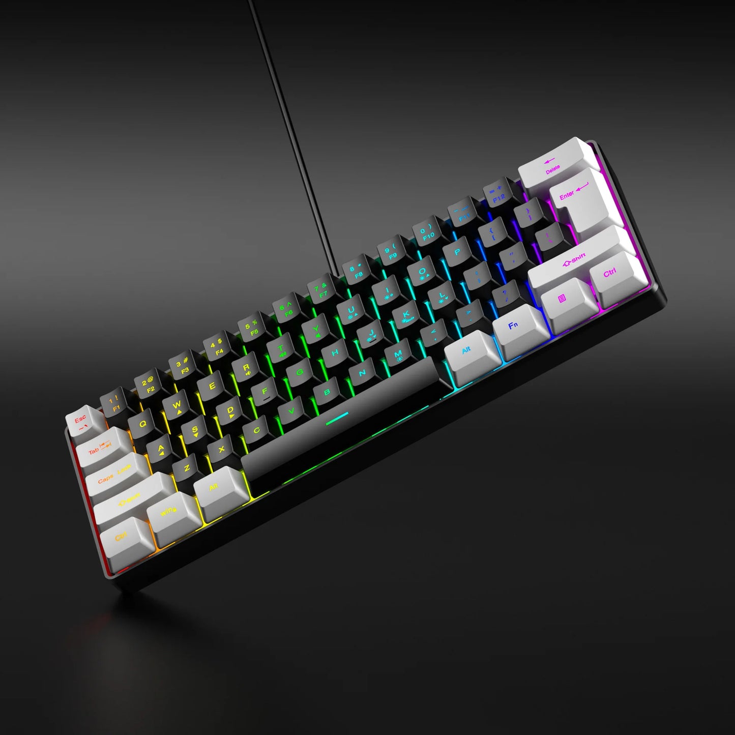 61 Keys RGB Gaming Wired keyboard Mouse Set Colorful Mini Compact Black White Computer Keypad Mice Set for Office PC Gamer