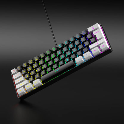 61 Keys RGB Gaming Wired keyboard Mouse Set Colorful Mini Compact Black White Computer Keypad Mice Set for Office PC Gamer